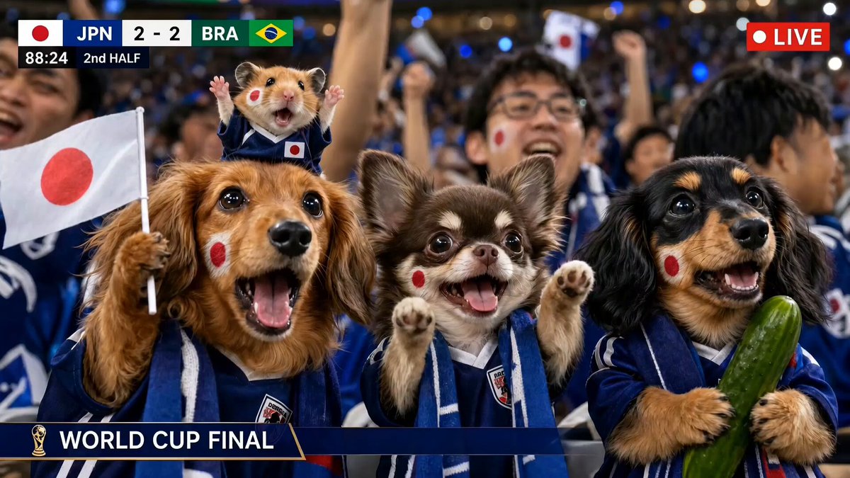サッカー日本代表を応援するだっくんたち