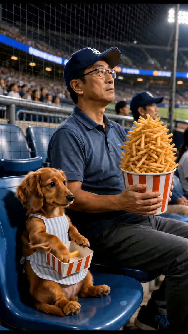 野球を見に来たダックス